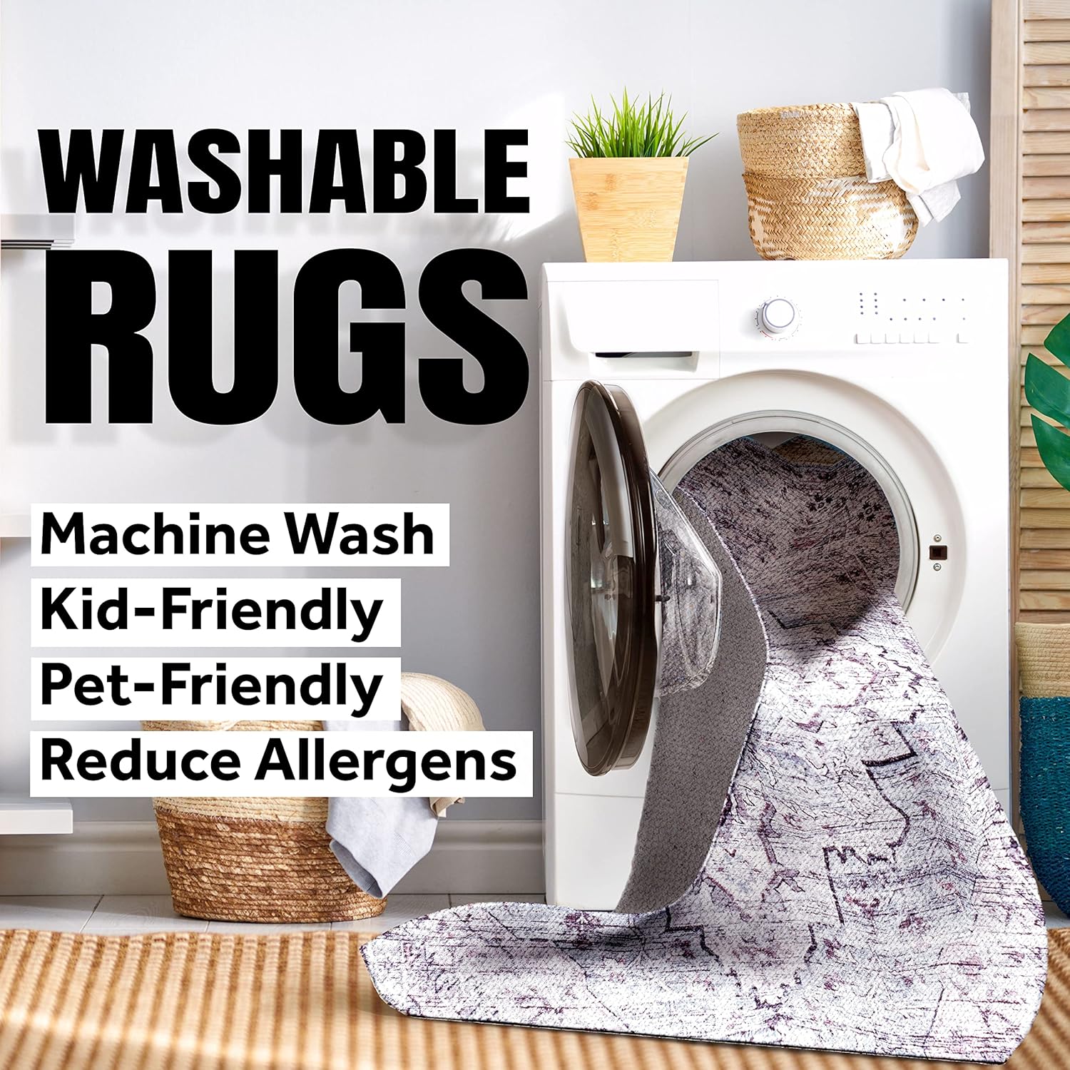 JONATHAN Y Machine Washable Cream/Terra Indoor Area Rug 8X10 ft, Kallax Geometric Modern Low-Pile for Living Room, Bedroom, Kitchen, Office, Easy-Cleaning, Pet-Friendly, Non-Shedding WSH311A-8