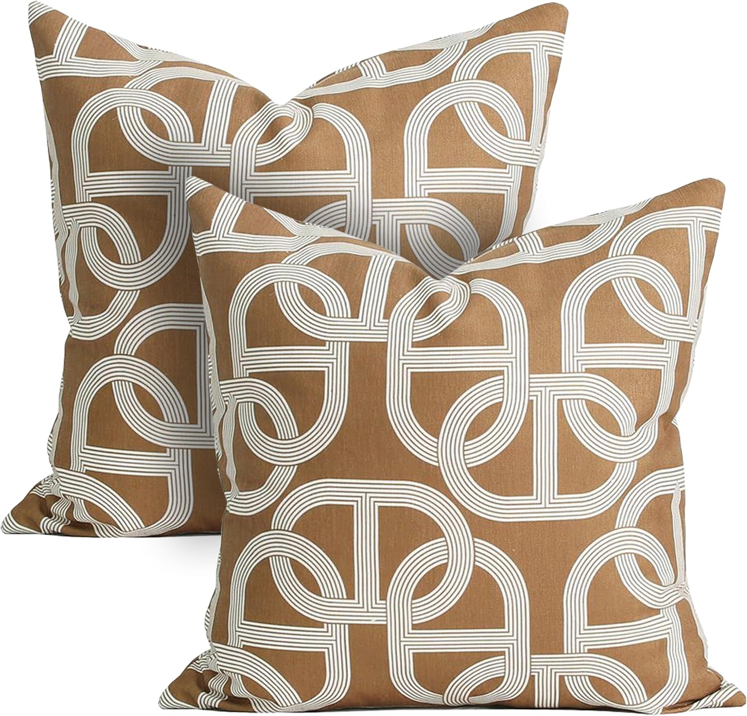 Premium Throw Pillow Covers – Jacquard Decorative Pillowcases with Modern Elegant Design for Couch, Sofa, Bed – Luxury Cushion Covers, Horse Brown (Set of 2, Brown 1, 18" x 18")