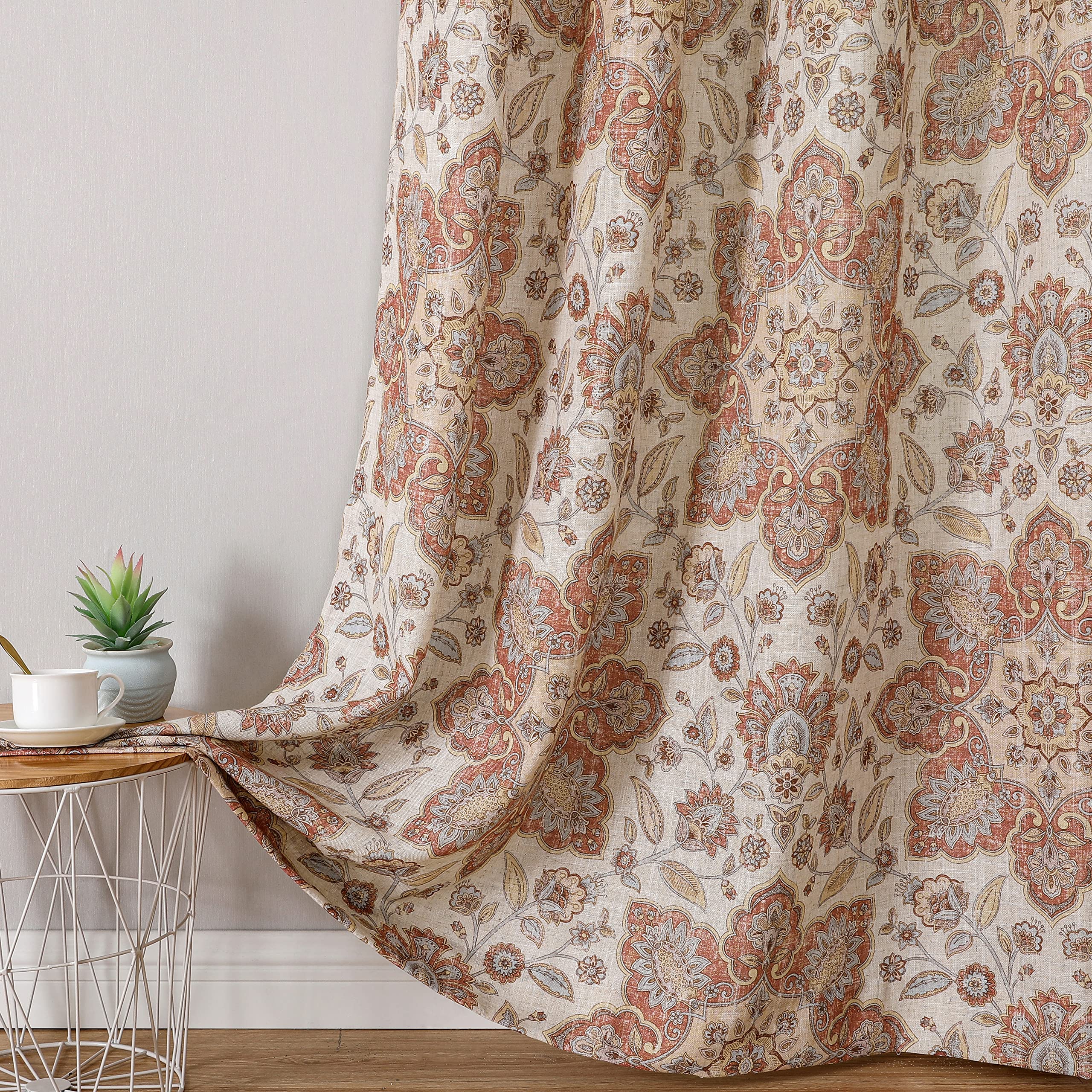 2 Panels Soft Green Linen Blend Sheer Curtains 58"x95", Grommet Light Filtering Drapes
