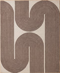 Modern Handmade Wool Area Rug, Abstract Curved Line Geometric Carpet for Living Room Bedroom, Contemporary Tufted Indoor Rug with Soft Pile and Cotton Backing (Gold, 5' x 8')