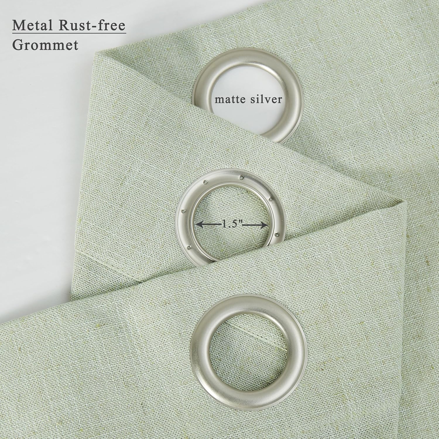 2 Panels Soft Green Linen Blend Sheer Curtains 58"x95", Grommet Light Filtering Drapes